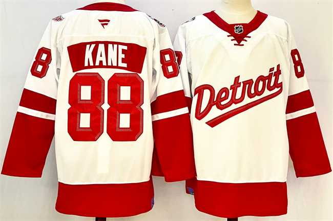 Men%27s Detroit Red Wings #88 Patrick Kane White Red 2024-25 Stitched Jersey